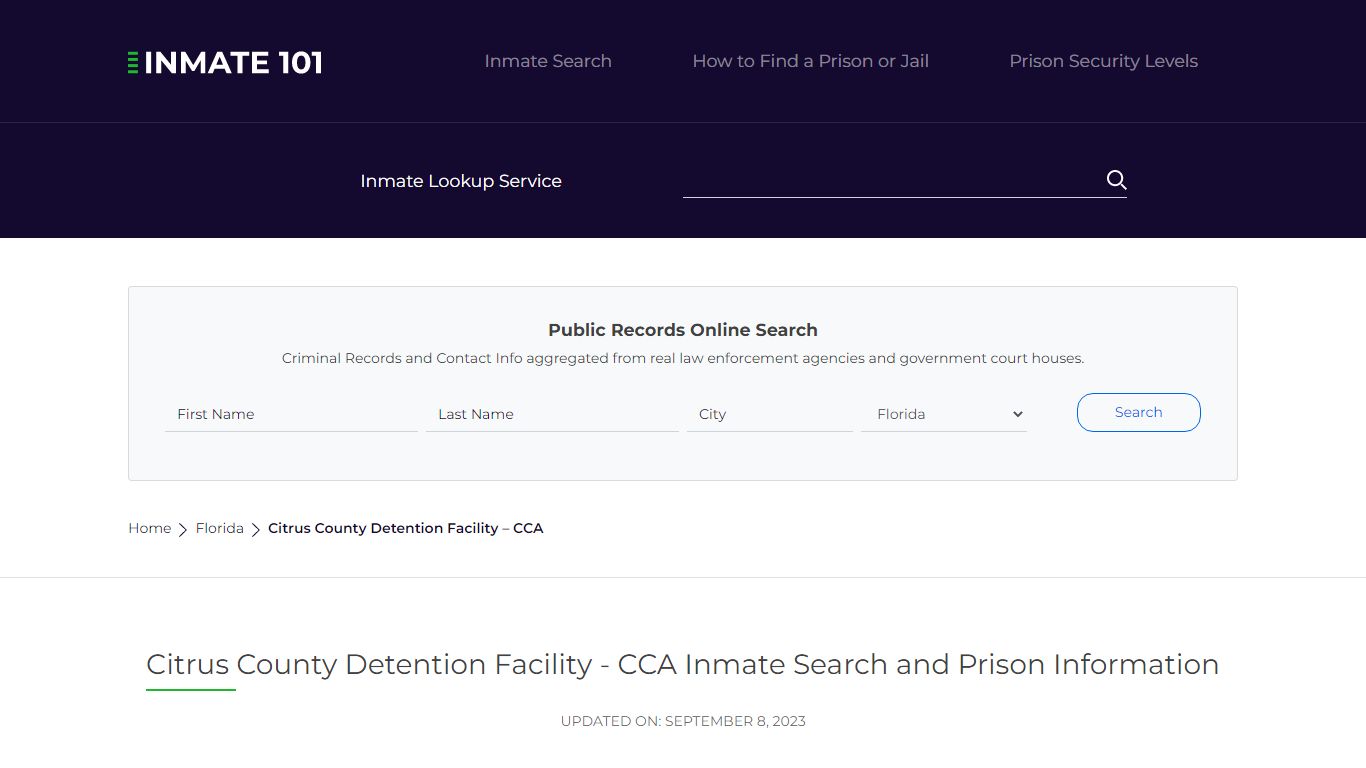 Citrus County Detention Facility - CCA Inmate Search, Visitation, Phone ...